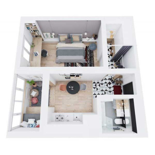 Ý tưởng thiết kế kế nội căn hộ chung cư 50m2