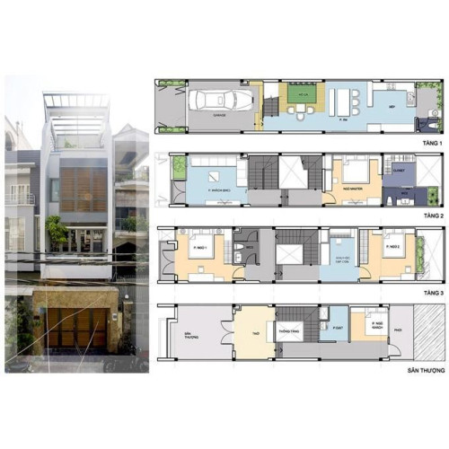 Giải pháp xây dựng nhà 4x12m từ mẫu nhà ống 4 tầng