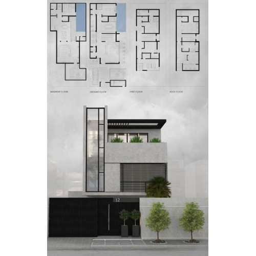 Mẫu nhà ống 4 tầng 7x14m : Bản vẽ - phối cảnh chi tiết