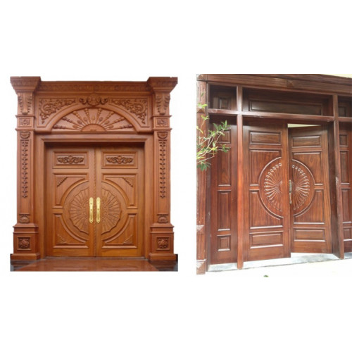 Mẫu cửa gỗ căm xe 2 cánh nét đẹp tự nhiên thuần túy