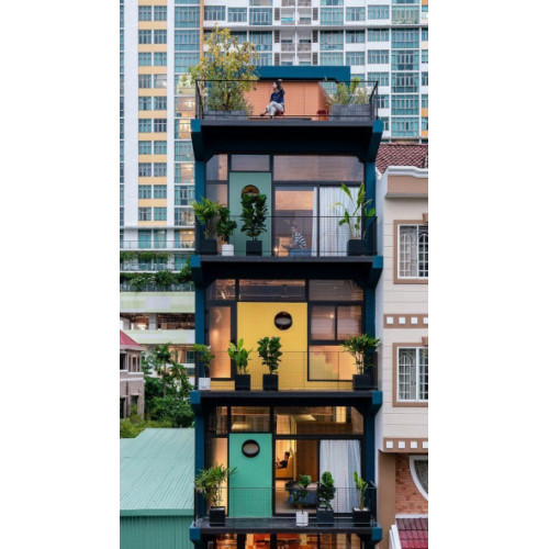 Mẫu nhà 1 trệt 3 lầu 5x16m mặt tiền phố 5m hiện địa