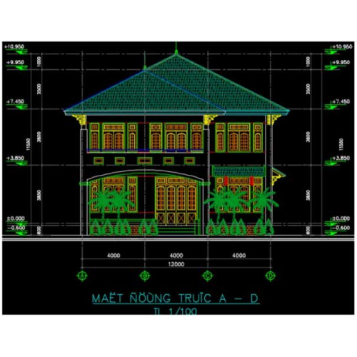 Download miễn phí 15 bản vẽ CAD nhà 2 tầng đẹp chọn lọc