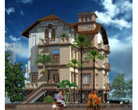 Mẫu biệt thự tân cổ điển 3 tầng đẹp ấn tượng 9.7×9.7m