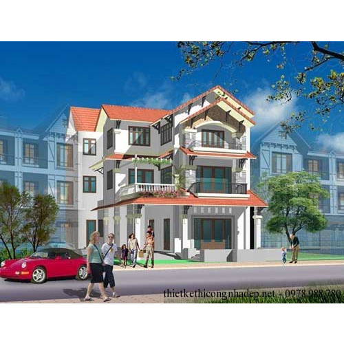 Giới thiệu mẫu biệt thự 3 tầng mái thái đẹp 160m2 sàn
