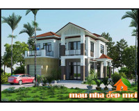 Mẫu biệt thự nhà vườn 2 tầng mái thái có gara trên khuôn viên xanh thoáng