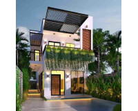 Mẫu nhà 2 tầng có giếng trời không gian tràn ngập sắc xanh