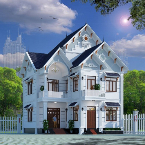 Gợi ý mẫu thiết kế nhà 3 tầng 2 mặt tiền mái thái đẹp