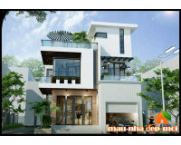Mẫu nhà biệt thự 3 tầng mái bằng có gara và sân vườn xanh mát