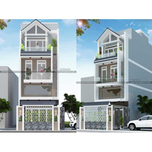 Mẫu nhà phố 5x18m đẹp thiết kế 1 lửng 3 lầu hiện đại