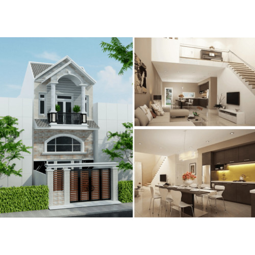 Mẫu nhà phố đẹp 2 tầng mái thái trên diện tích 5x20m