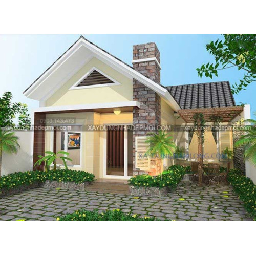 Bản vẽ mẫu nhà vườn 1 tầng đẹp trên diện tích 9x18m