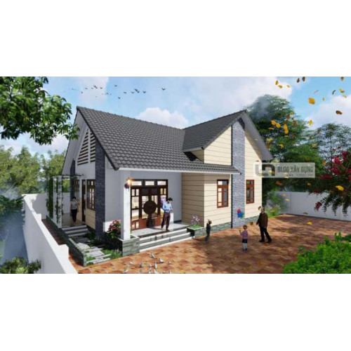 Thiết kế nhà vườn 1 tầng 120m2 kinh phí xây dựng 450 triệu đồng