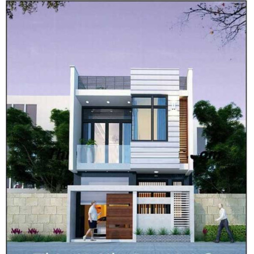 Mẫu nhà phố 2 tầng 2 mặt tiền 7m phong cách hiện đại