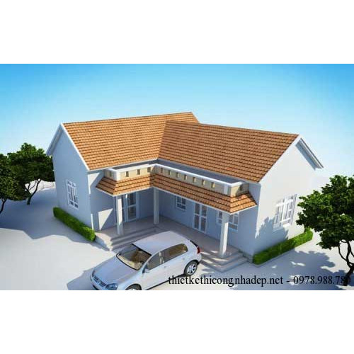 Mẫu nhà cấp 4 mái thái hình chữ L diện tích 9x13m