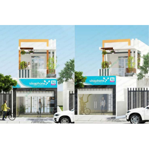 Mẫu nhà phố 2 tầng kết hợp kinh doanh diện tích 4x25m