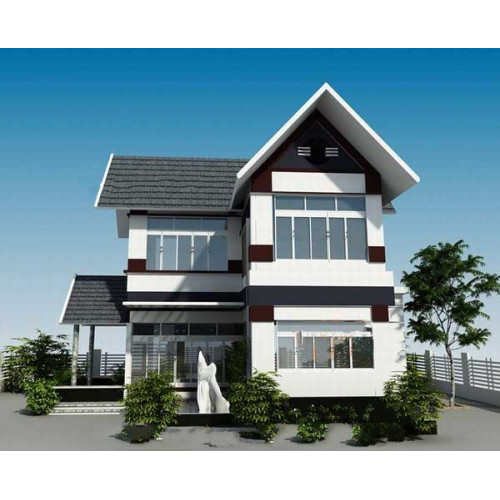 Mẫu nhà phố 2 tầng mái ngói có sân vườn (cực kỳ cuốn hút)