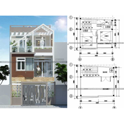 Mẫu nhà phố 3 tầng đẹp hiện đại với quy mô nhỏ 5,8×5,9m2