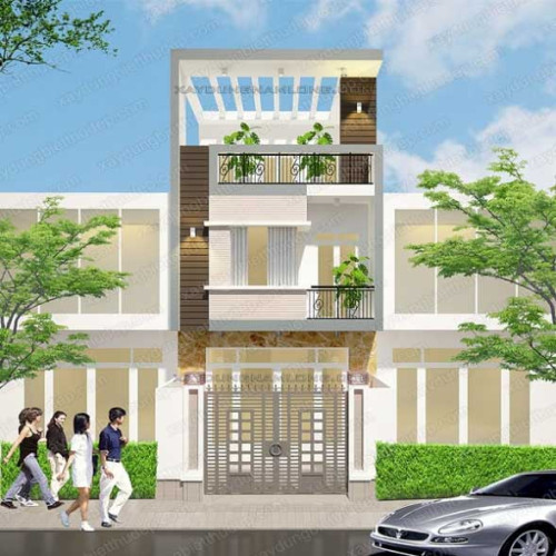 Bộ sưu tập những mẫu nhà phố 1 trệt 2 lầu sân thượng đẹp