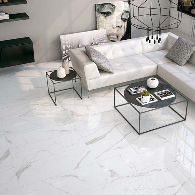 Gạch lát nền màu trắng vân đá có ý nghĩa phong thủy 