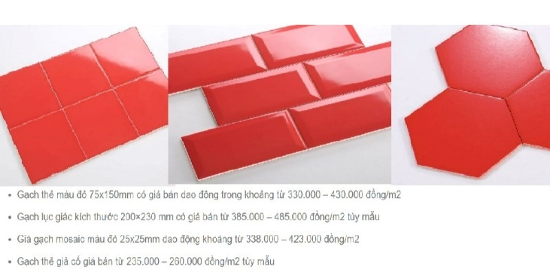 giá gạch đỏ óp tường