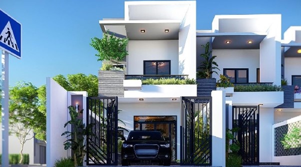 Gợi ý phối cảnh mặt tiền cho mẫu nhà 1 trệt 1 lầu tại Hàm Thuận Bắc, Bình Thuận