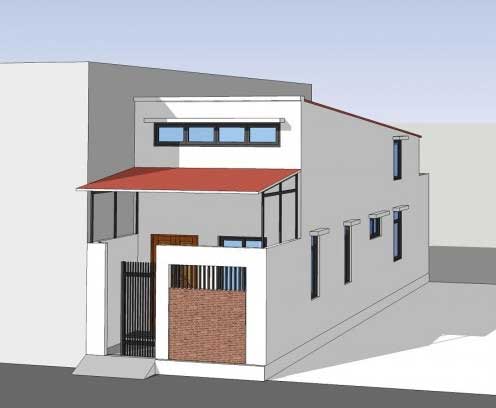 Mẫu nhà cấp 4 mái tôn diện tích 4.5x15m