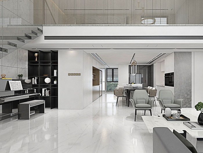 Gạch lát nền màu trắng vân đá có ý nghĩa phong thủy 