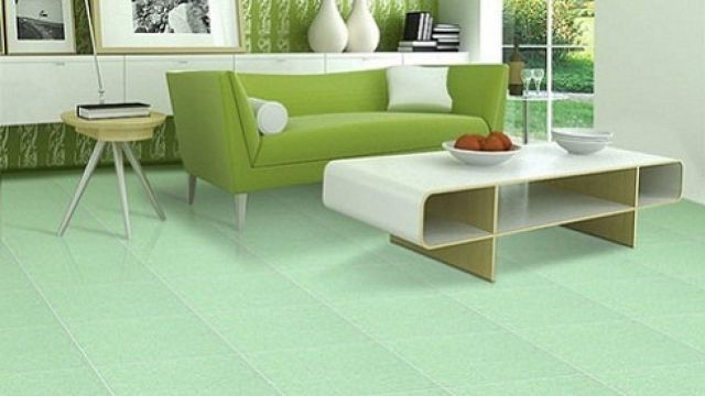 gạch lát nền màu xanh kết hợp với màu gạch ốp tường