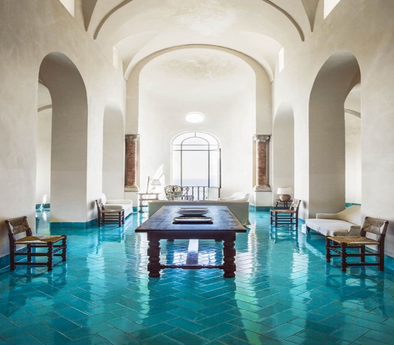 Gạch lát nền màu xanh ngọc bích phù hợp với từng không gian của ngôi nhà 