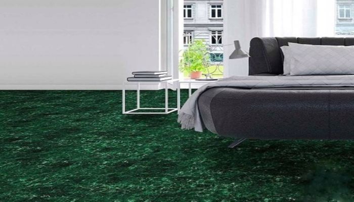 Gạch lát nền phòng khách màu xanh rêu đậm