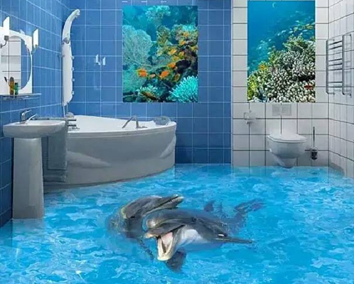 Gạch lát nền nhà tắm 3D với độ sắc nét siêu chân thực