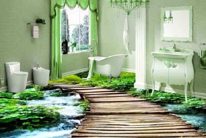 Hay nhà tắm trở thành một khu vườn thiên nhiên siêu mơ mộng