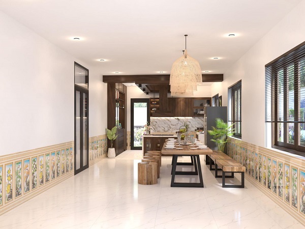 Gạch ốp chân tường cao 90cm có thể sử dụng trong những không gian nào?