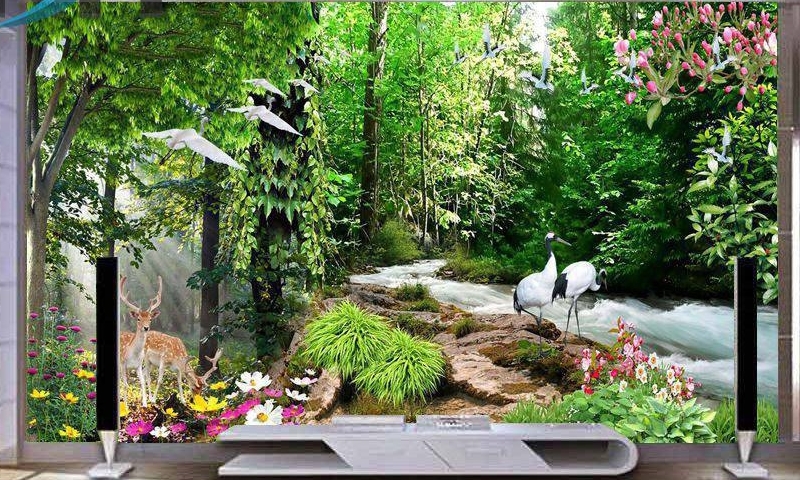 Sử dụng gạch ốp tường 3d phong cảnh trong nhà