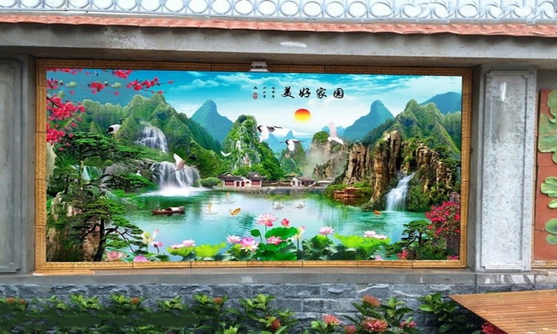 Họa tiết gạch tranh phù hợp với tiểu cảnh sân vườn