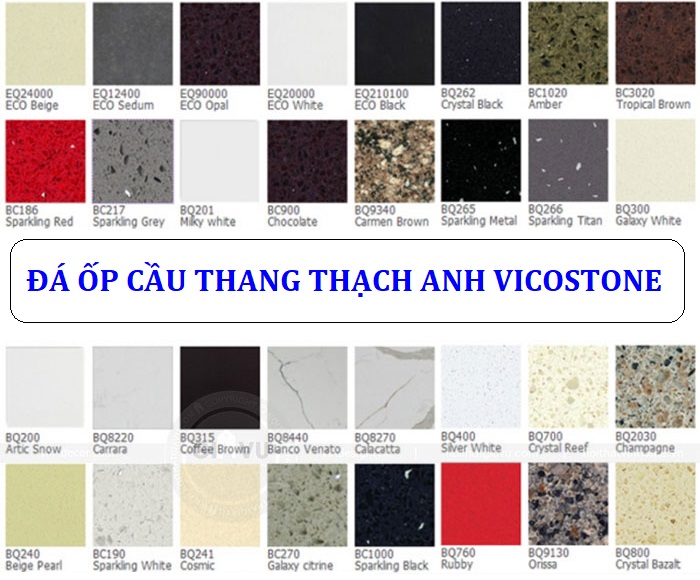 Báo giá đá ốp cầu thang thạch anh cao cấp Vicostone