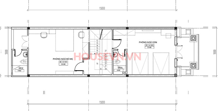Bản vẽ mặt bằng tầng 2