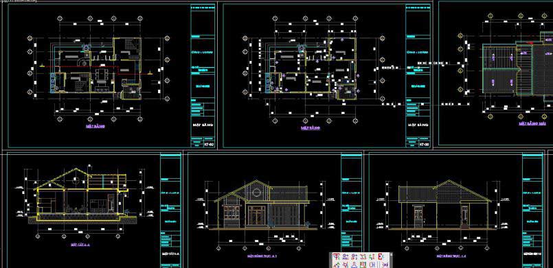 Bản vẽ kiến trúc nhà 3 gian 1 tầng