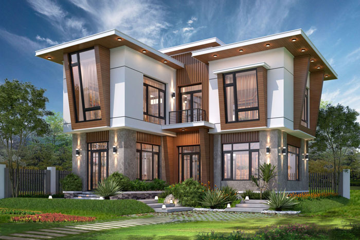 Hình ảnh 3D mẫu nhà 3 tầng hiện đại