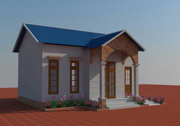 Mặt tiền của bản thiết kế xây nhà cấp 4 khoảng 150 triệu