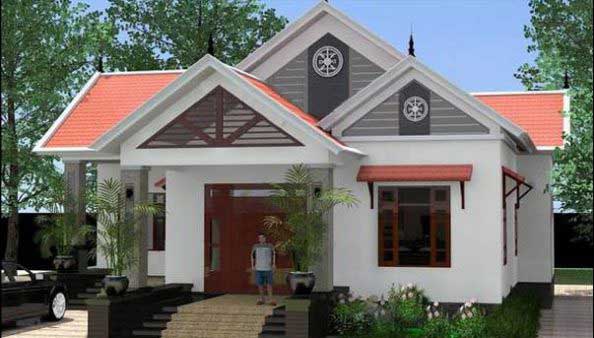 Mẫu nhà chữ L mái thái 