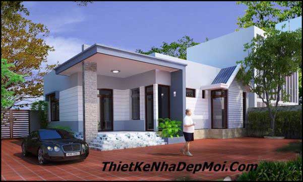 Thiết kế nhà ống 1 tầng mái bằng đẹp - Hình 3