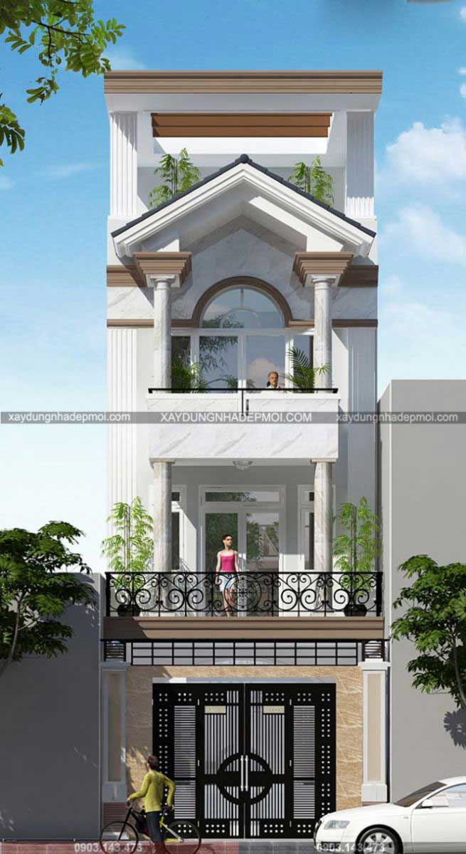 Mẫu nhà phố 4 tầng diện tích 5x16 - phương án 3