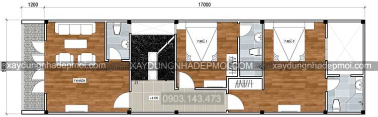 Mẫu nhà phố đẹp diện tích 5×20 - Hình 4