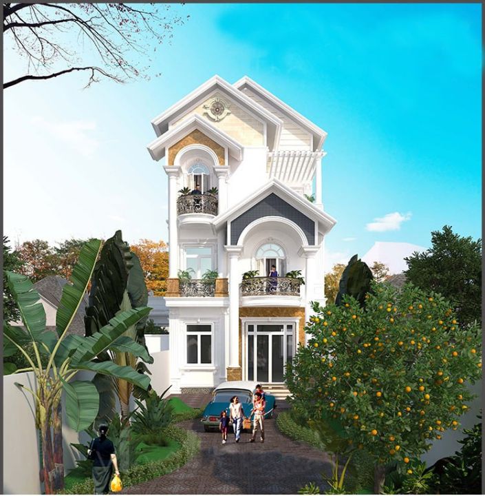 Mẫu nhà 3 tầng có 4 phòng ngủ - Hình 2