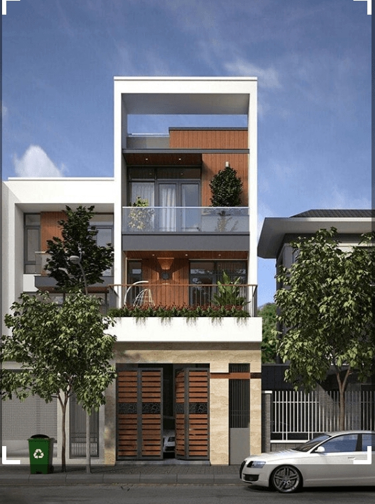 Thiết kế nhà 3 tầng diện tích 5x20m - Phối cảnh 1