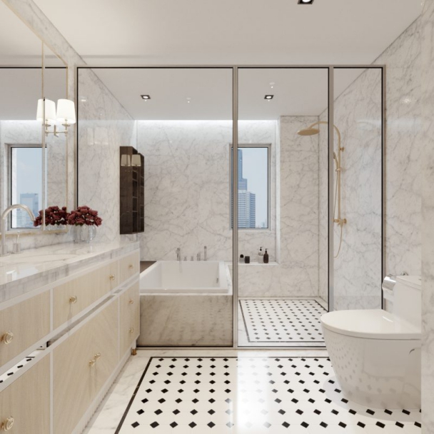 Nhà vệ sinh căn nhà 3 tầng 6x20m