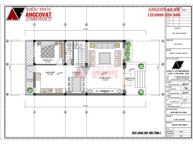 Bản vẽ mặt bằng tầng 1