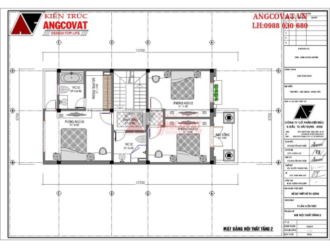 Bản vẽ mặt bằng tầng 2