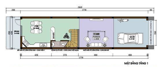 Bản vẽ tầng 1 nhà 3 tầng diện tích 85m2